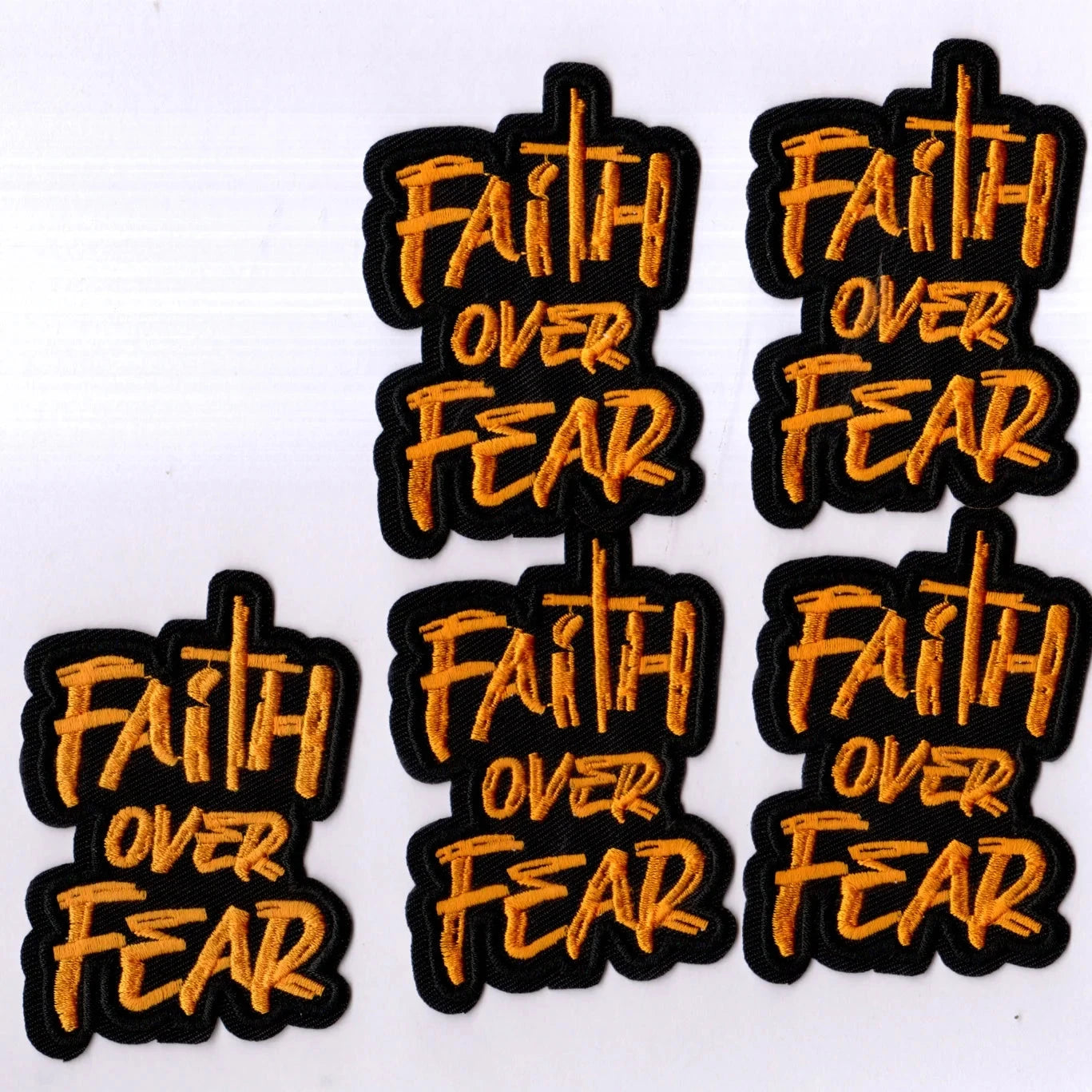 Faith over Fear Pattern Embroidery Patches, Iron-On DIY Patches, Clothing and Accessory Repair Badges Suitable for Clothing, Bags, Shoes, Hats, Home Decoration, Iron-On by Creative Vault Marketplace