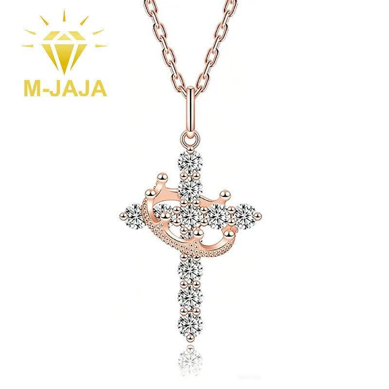 Pretty Beauty 925 Sterling Silver Moissanite Crown Cross Necklace Royal Cross Pendant Christian Faith Jewelry Gift for Women Men by Creative Vault Marketplace