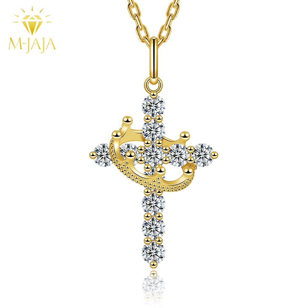Pretty Beauty 925 Sterling Silver Moissanite Crown Cross Necklace Royal Cross Pendant Christian Faith Jewelry Gift for Women Men by Creative Vault Marketplace