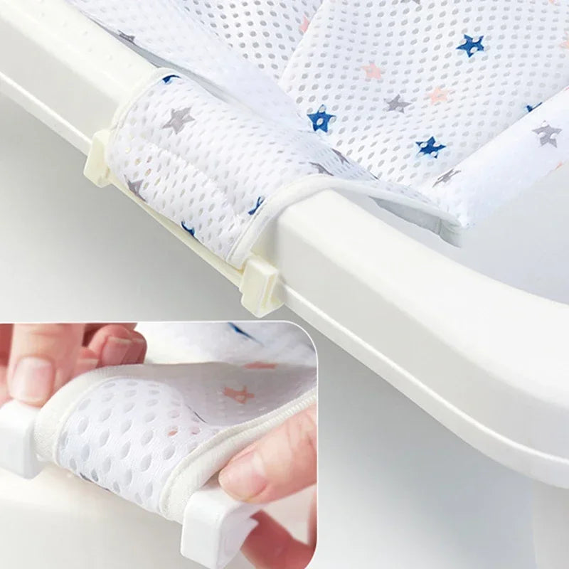 Baby Bath Net Mat Children Newborn Adjustable Bathtub Pillow Seat Cushion Cross-shaped Anti-slip Bathtub Shower Cradle Bed Seat by Creative Vault Marketplace