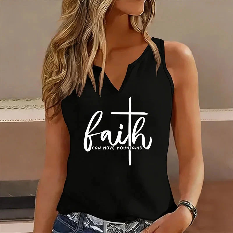 Faith Can Move Mountains Tank Top: Your Go-To Inspirational Sleeveless Tee by Creative Vault Marketplace