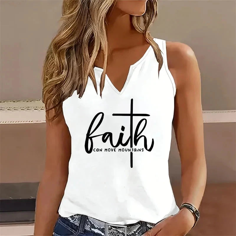 Faith Can Move Mountains Tank Top: Your Go-To Inspirational Sleeveless Tee by Creative Vault Marketplace