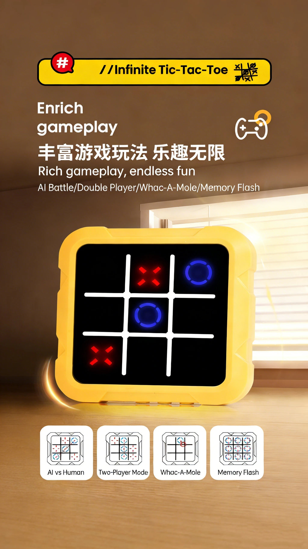 Electronic Chessboard Tic Tac Toe Multifunctional Children's Education Strategy Toy Parent-Child Fun Interactive Brain Game by Creative Vault Marketplace
