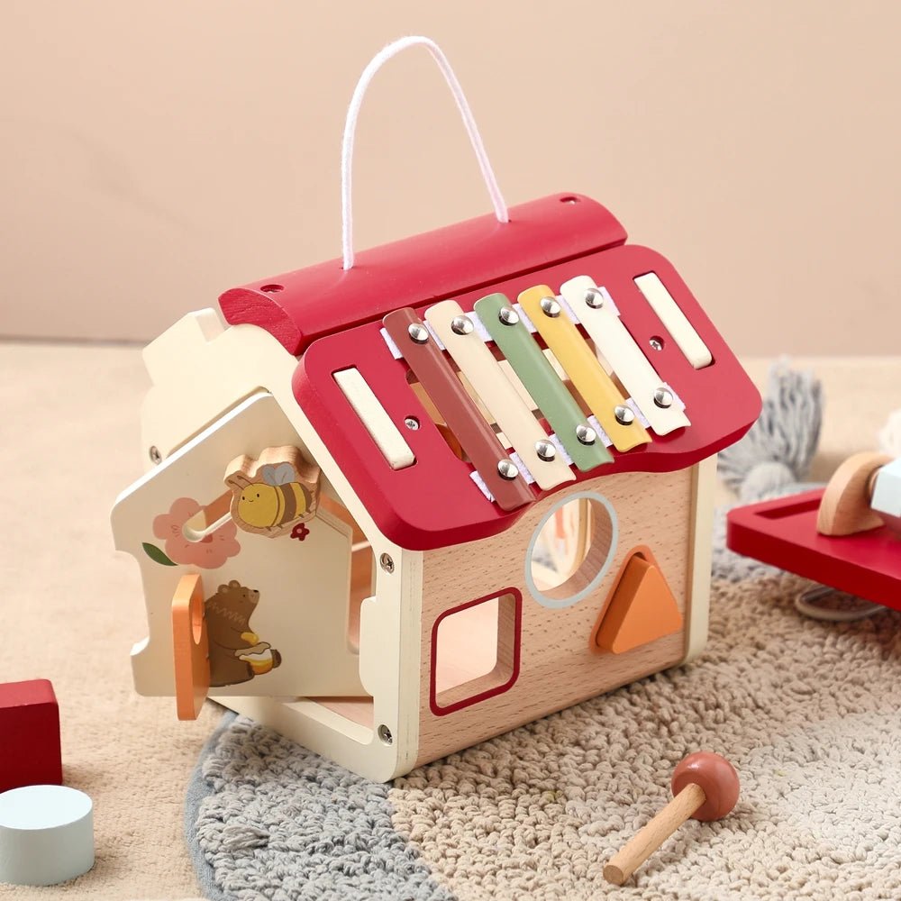 Montessori Children Toy Educational Wooden Baby Toys Creative Games Baby Wooden Blocks for 0 12 Months Cartoon House Busy Box by Creative Vault Marketplace