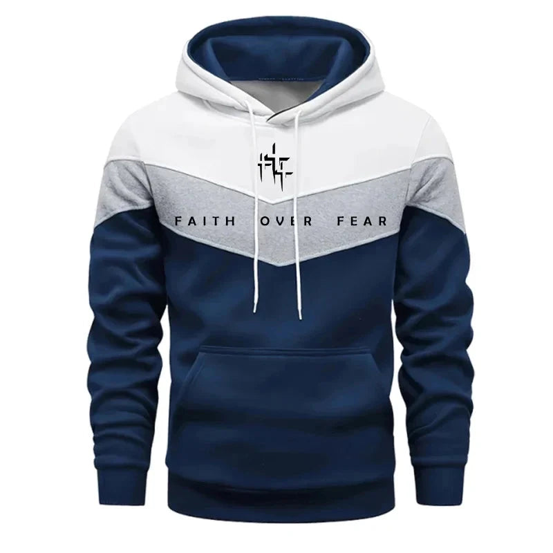 Faith Over Fear Men's Tracksuit Hooded Sweatshirt and Jogger Pants Urban Fashion Hoodies Outfits Autumn Winter Casual Sportswear by Creative Vault Marketplace