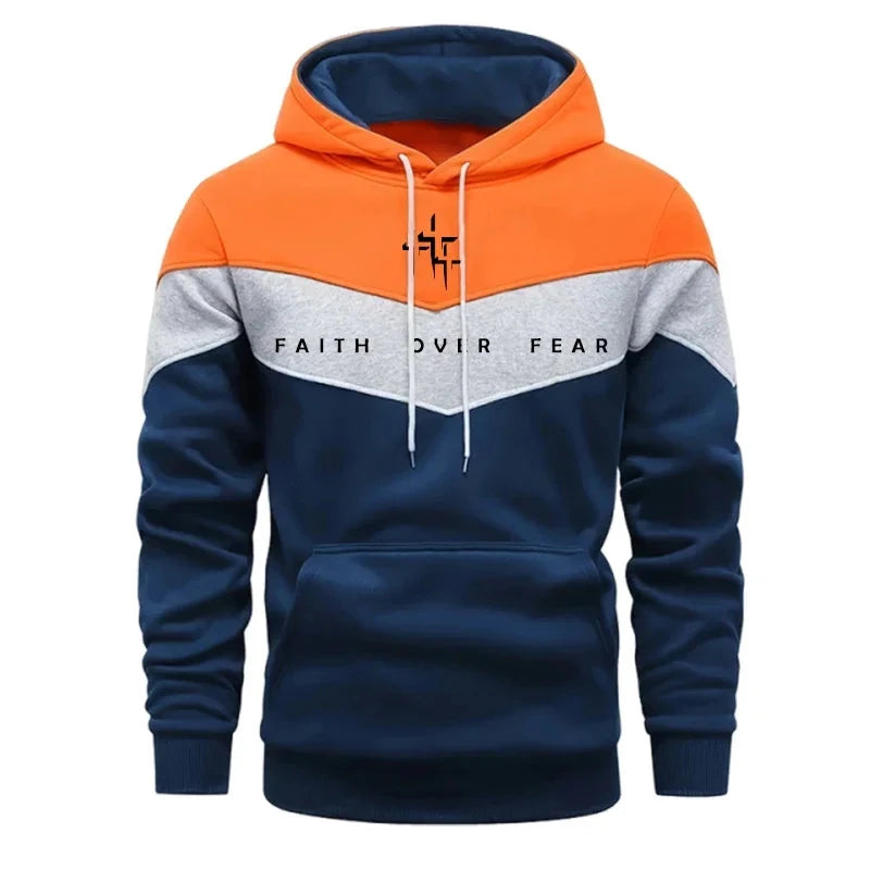 Faith Over Fear Men's Tracksuit Hooded Sweatshirt and Jogger Pants Urban Fashion Hoodies Outfits Autumn Winter Casual Sportswear by Creative Vault Marketplace