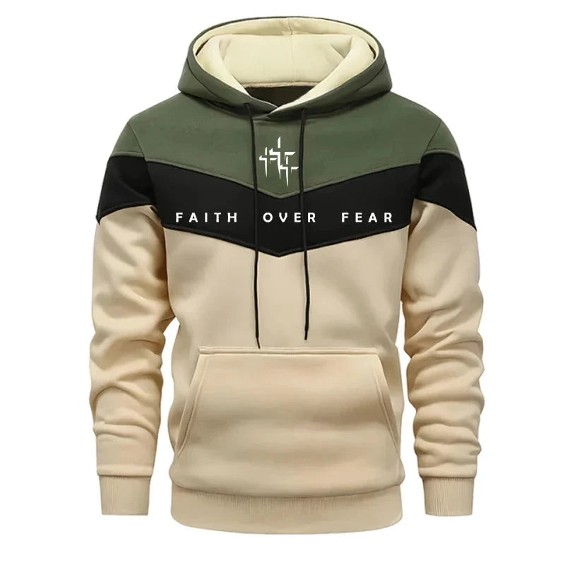 Faith Over Fear Men's Tracksuit Hooded Sweatshirt and Jogger Pants Urban Fashion Hoodies Outfits Autumn Winter Casual Sportswear by Creative Vault Marketplace