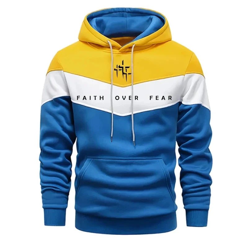 Faith Over Fear Men's Tracksuit Hooded Sweatshirt and Jogger Pants Urban Fashion Hoodies Outfits Autumn Winter Casual Sportswear by Creative Vault Marketplace