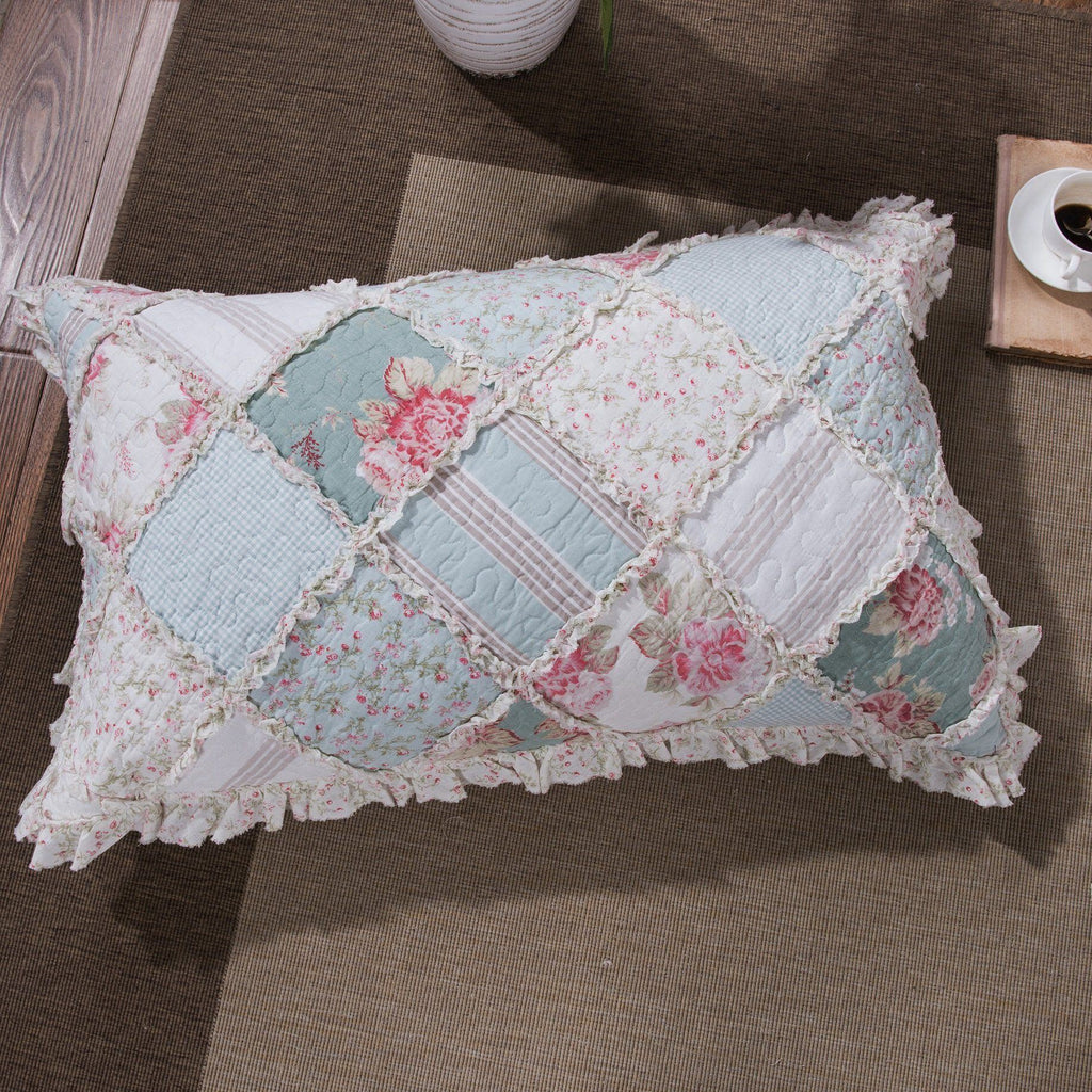 DaDa Bedding Hint of Mint Pastel Cotton Patchwork Quilt Set by DaDalogy Bedding Collection