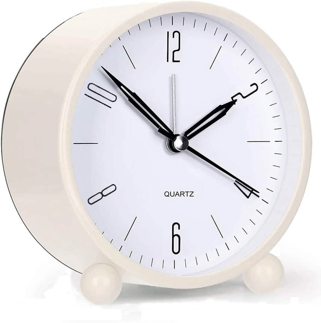 4" Super Silent Non Ticking Analog Alarm Clock with Night Light by DailySale