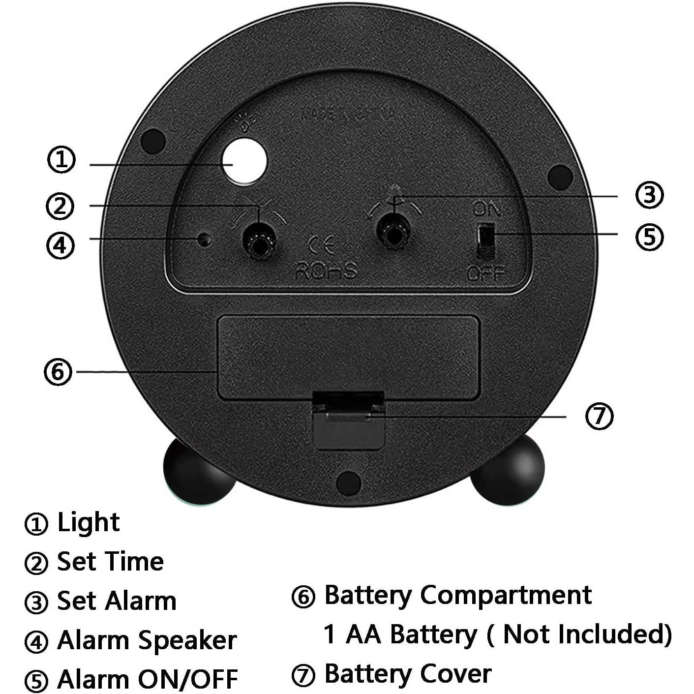 4" Super Silent Non Ticking Analog Alarm Clock with Night Light by DailySale