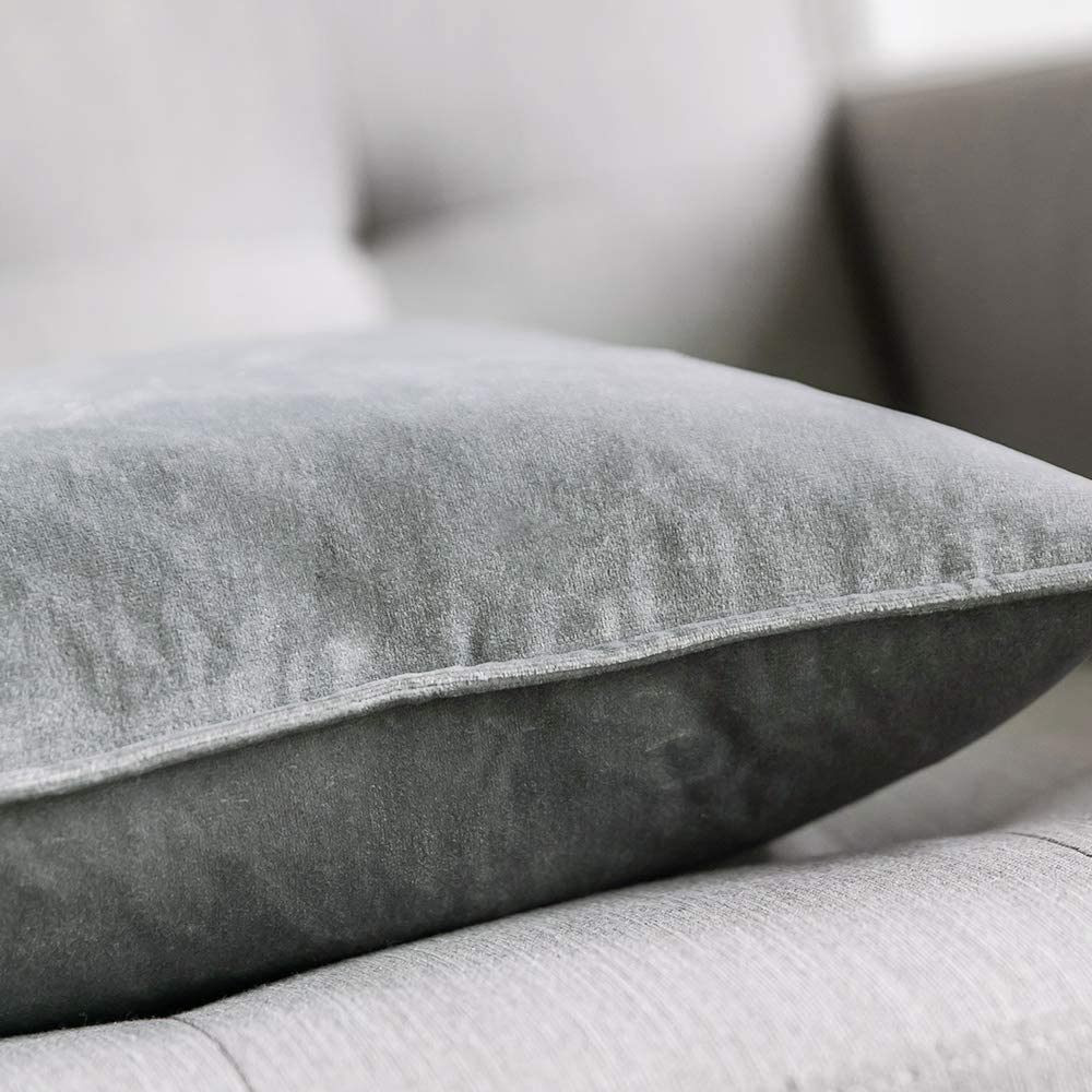 Throw Pillow Cover with 450g Insert, dark-grey, velvet, 20X20, Decorative Cushion – Fancy & Stacy by Fancy & Stacy