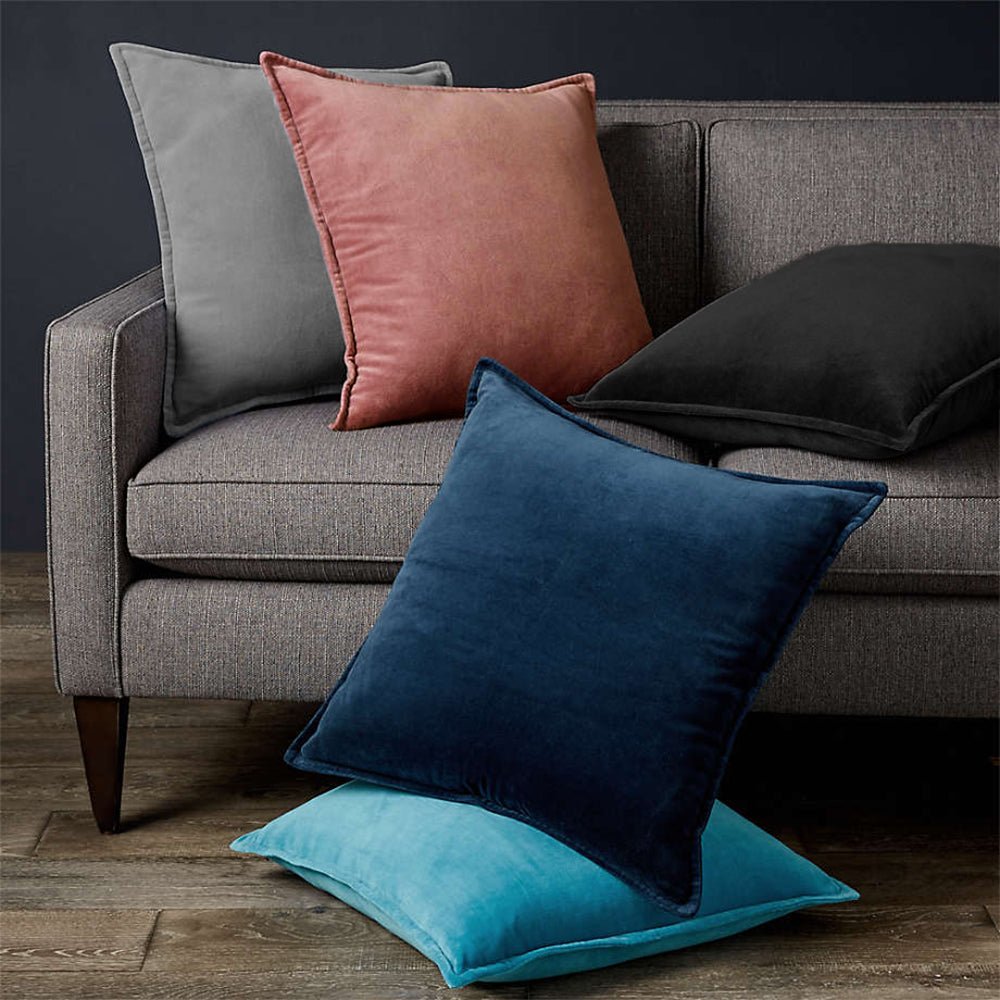 Throw Pillow Cover with 450g Insert, dark-grey, velvet, 20X20, Decorative Cushion – Fancy & Stacy by Fancy & Stacy