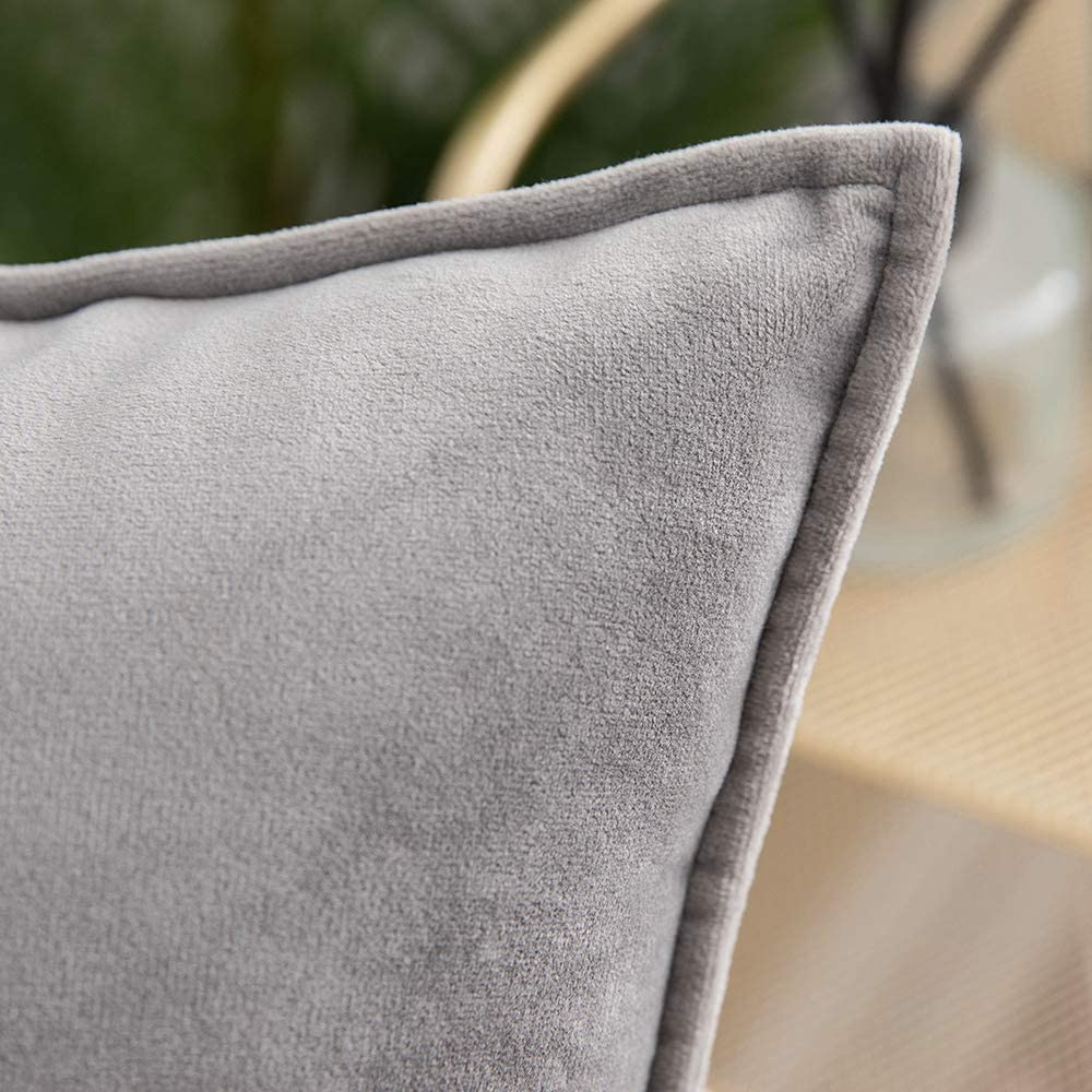 Throw Pillow Cover with 450g Insert, dark-grey, velvet, 20X20, Decorative Cushion – Fancy & Stacy by Fancy & Stacy