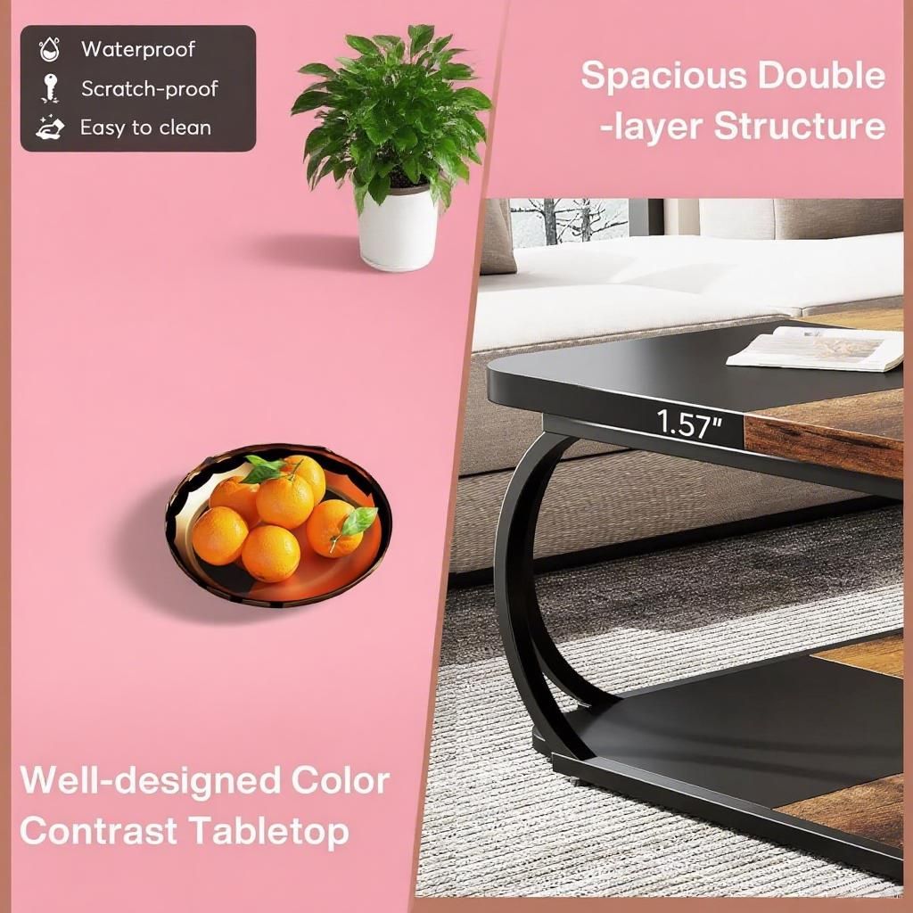 Beautiful Black Brown Wood Coffee Table by Far East Finds