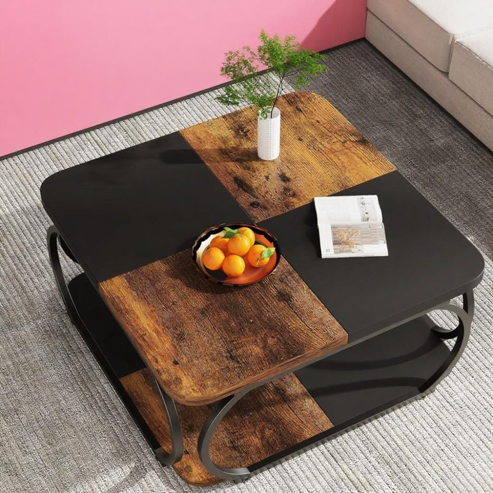Beautiful Black Brown Wood Coffee Table by Far East Finds