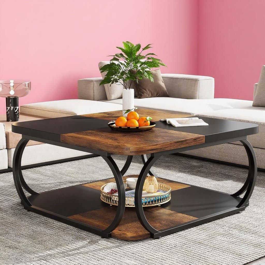 Beautiful Black Brown Wood Coffee Table by Far East Finds