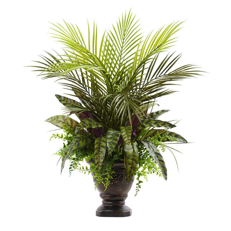 27' Mixed Areca Palm, Fern & Peacock w/Planter by Home & Decor
