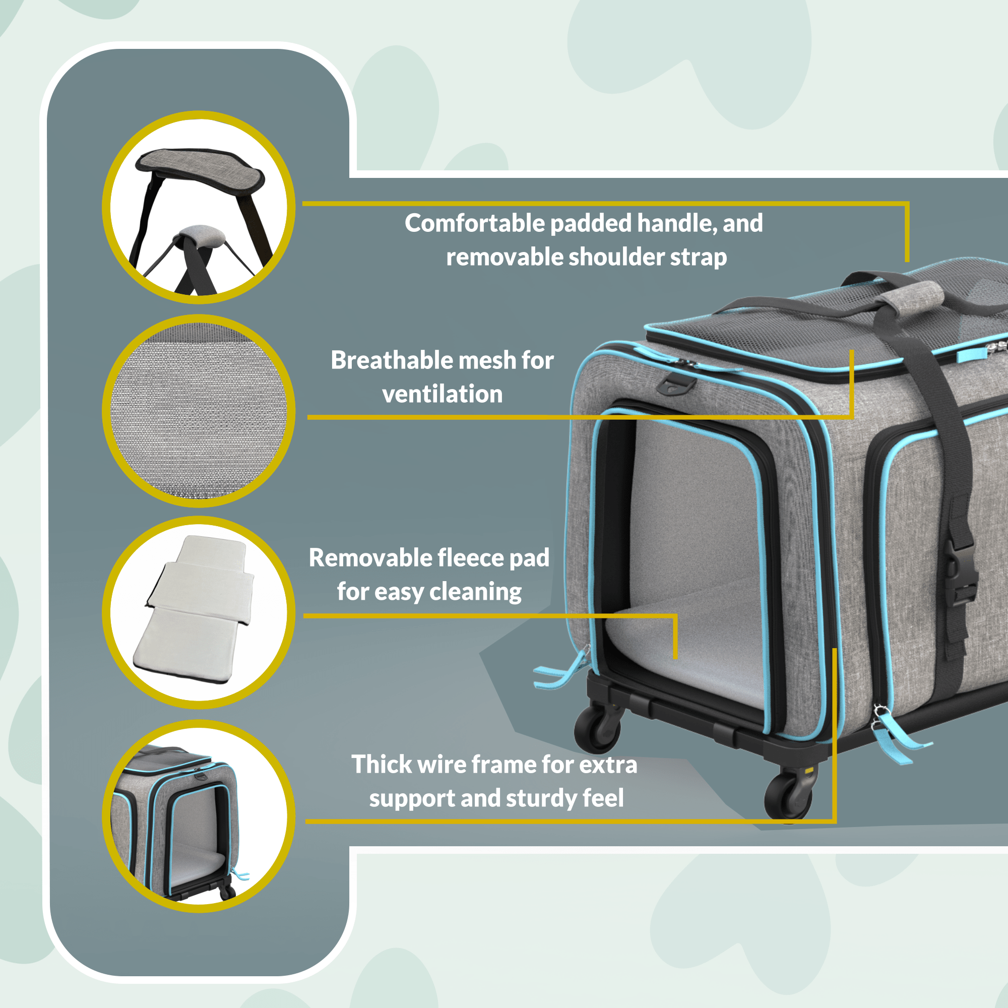 Rolling Rover Airline Compliant Expandable Wheeled Pet Carrier by Katziela