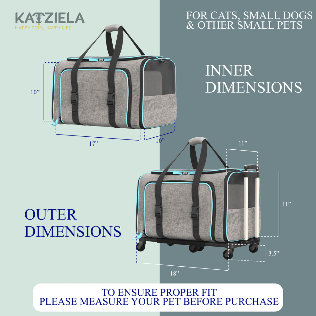 Rolling Rover Airline Compliant Expandable Wheeled Pet Carrier by Katziela