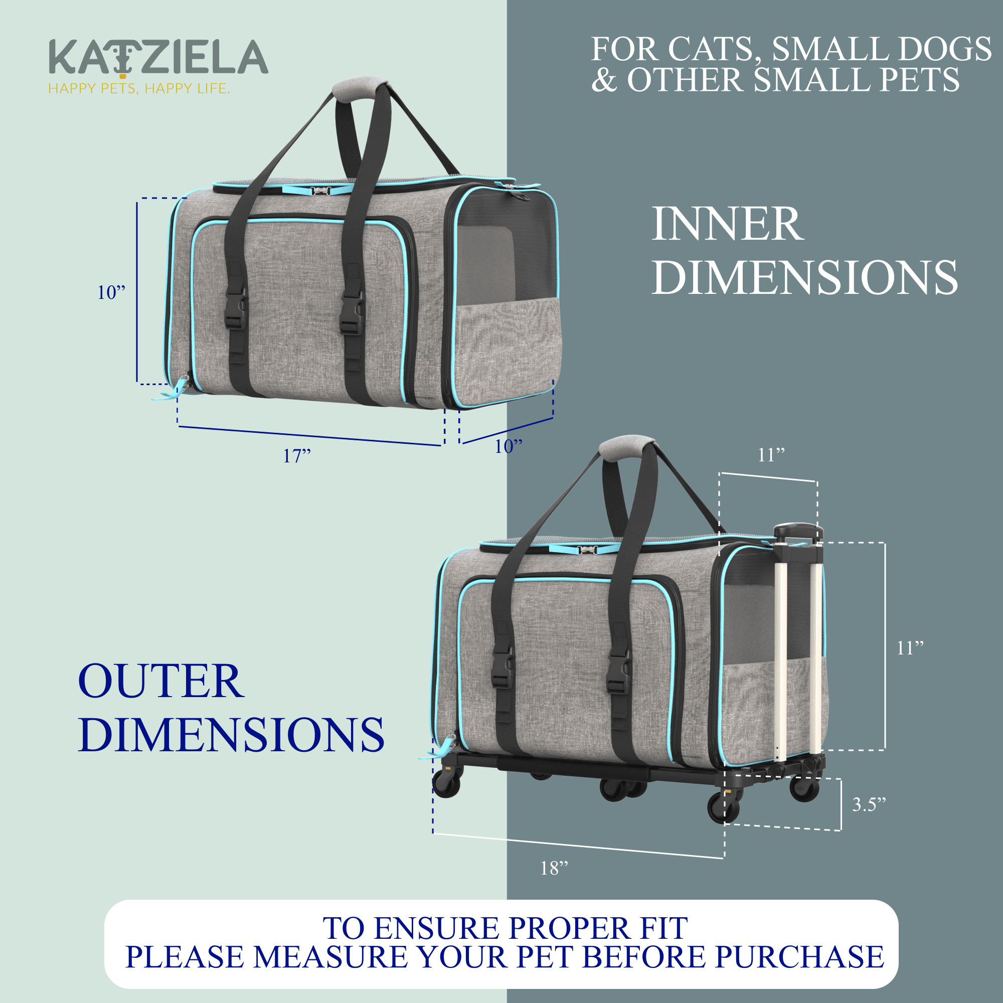Rolling Rover Airline Compliant Expandable Wheeled Pet Carrier by Katziela