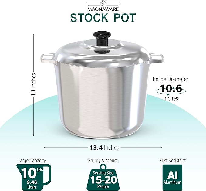 Stock Pot with Lid 10 Quarts by MAGNAWARE