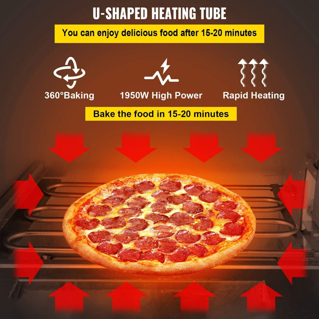 Heavy-Duty Electric 2000W Indoor Commercial Countertop Double Deck Pizza Oven (SAK36147) by SAKSBY WHOLESALE