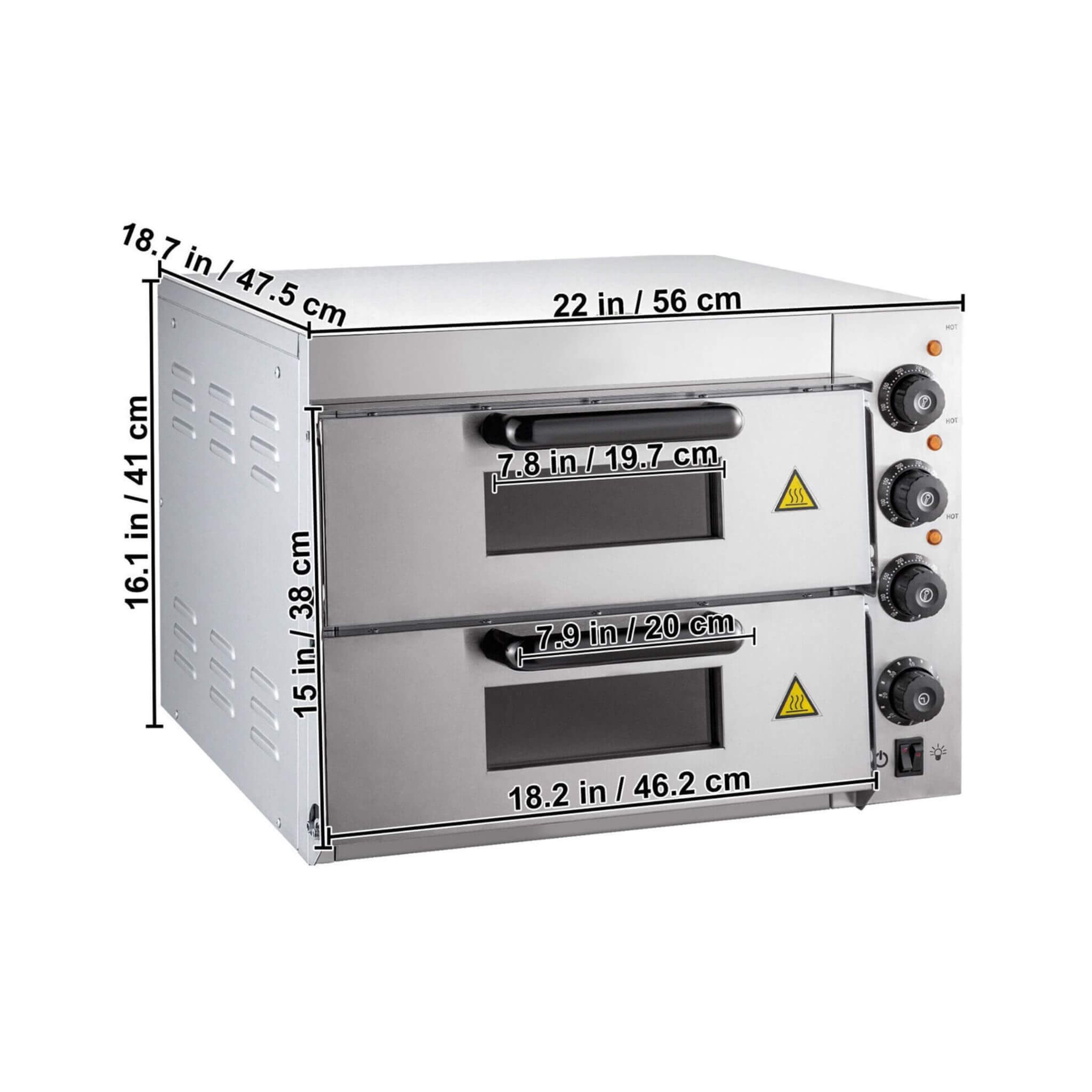 Heavy-Duty Electric 2000W Indoor Commercial Countertop Double Deck Pizza Oven (SAK36147) by SAKSBY WHOLESALE