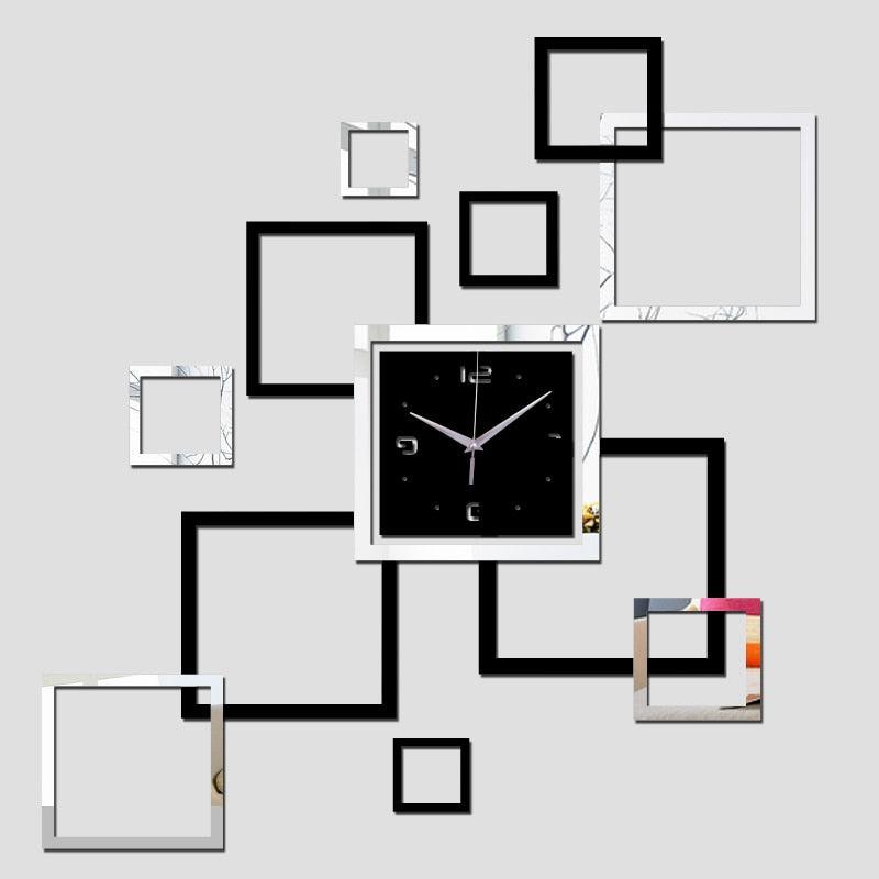 Large Modern Acrylic Mirror Wall Clock – 3D DIY Home Decor by Stevvex