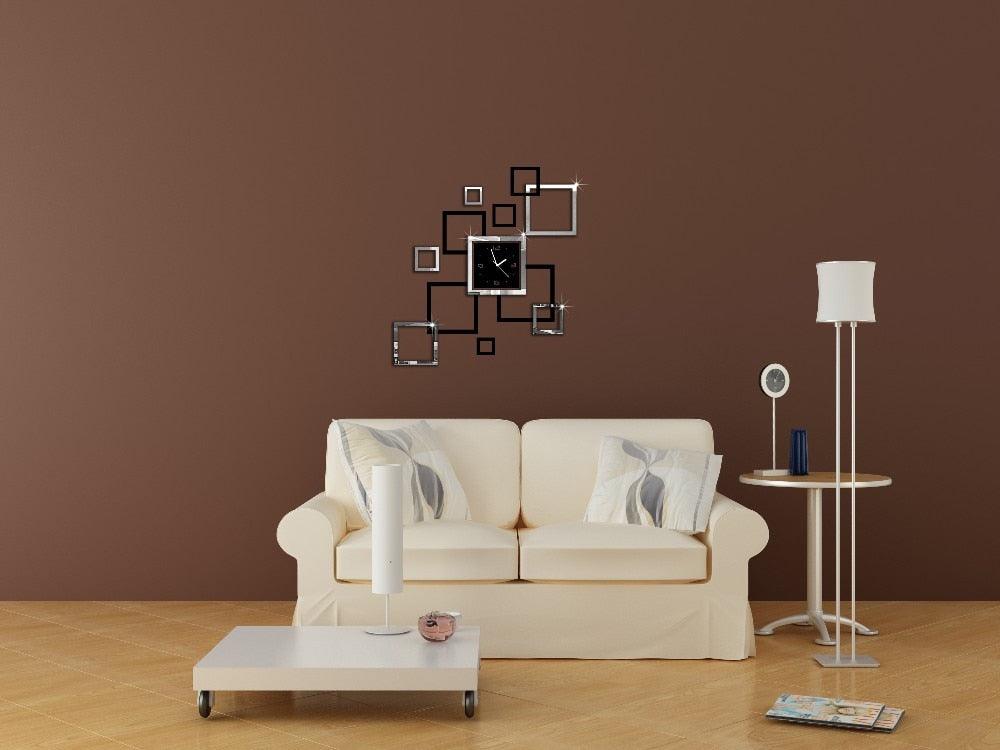 Large Modern Acrylic Mirror Wall Clock – 3D DIY Home Decor by Stevvex