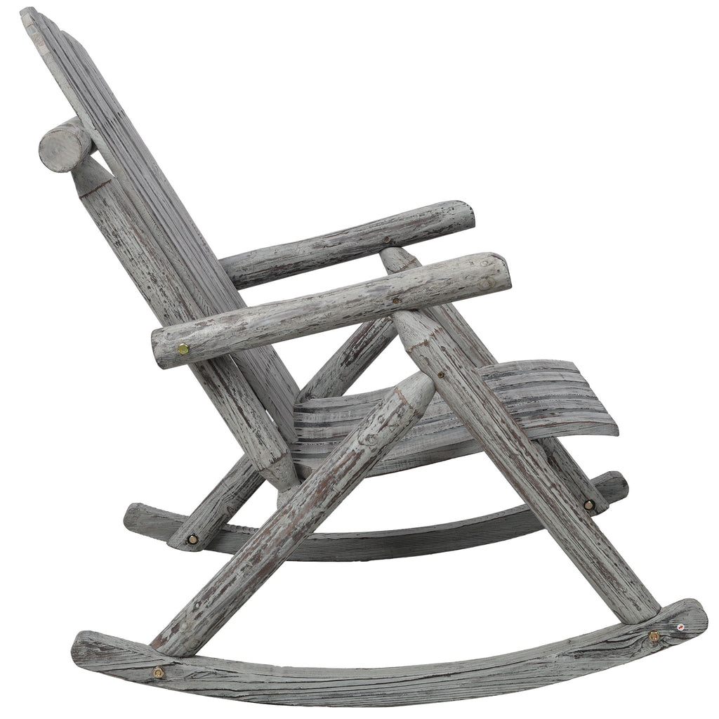 Durable Wooden Porch Rocker, Fir Log Rocking Chair by Unique Piece Furniture