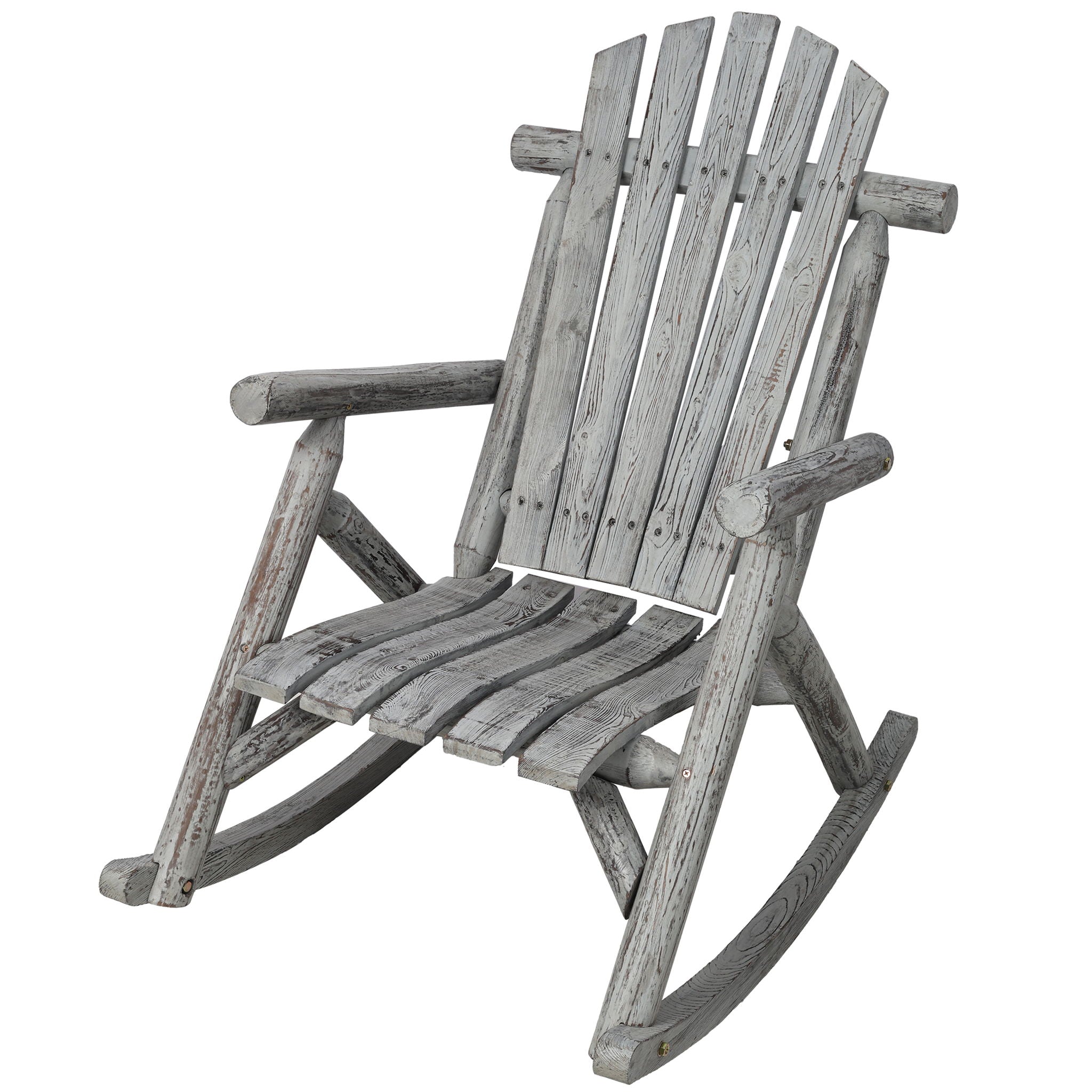 Durable Wooden Porch Rocker, Fir Log Rocking Chair by Unique Piece Furniture