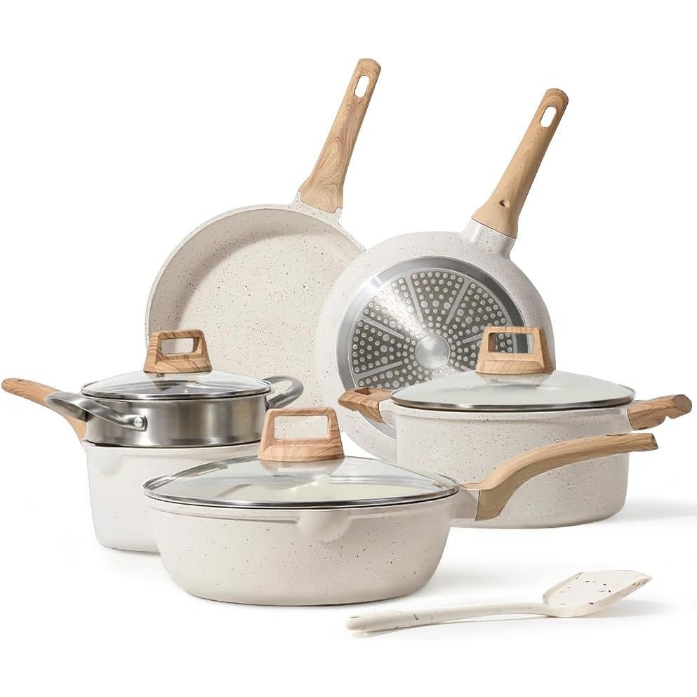 Medical stone non-stick pot soup pot stew pot frying pan wok milk pot frying pan steaming marble granite pot set by V.I.P Digital Presence