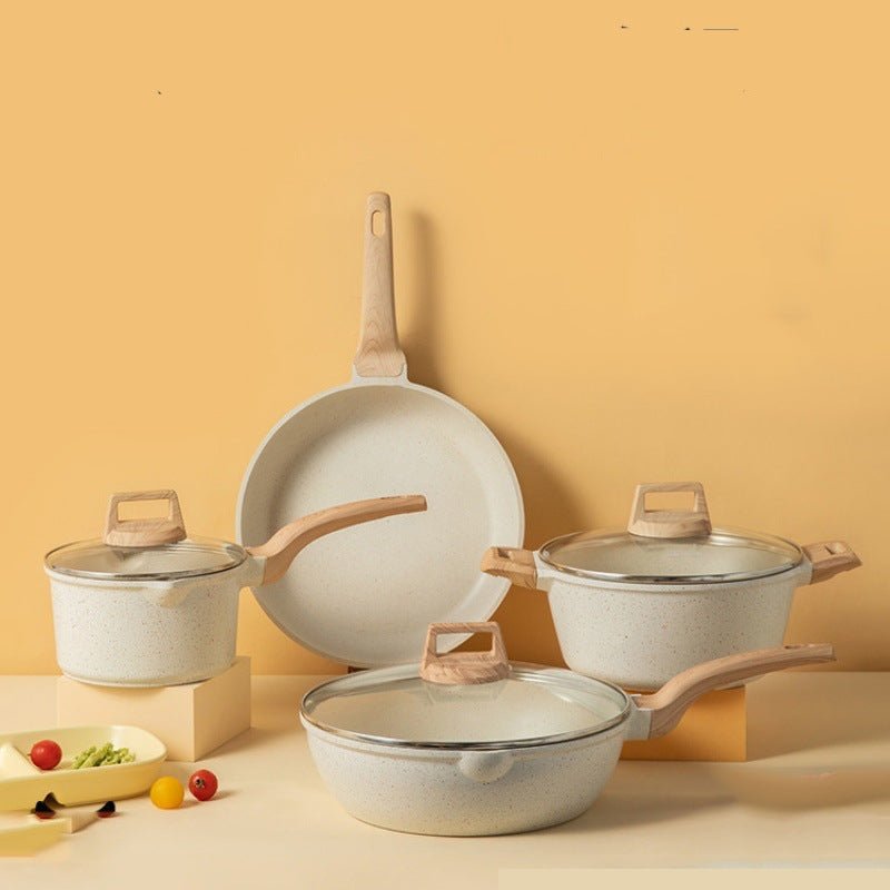 Medical stone non-stick pot soup pot stew pot frying pan wok milk pot frying pan steaming marble granite pot set by V.I.P Digital Presence