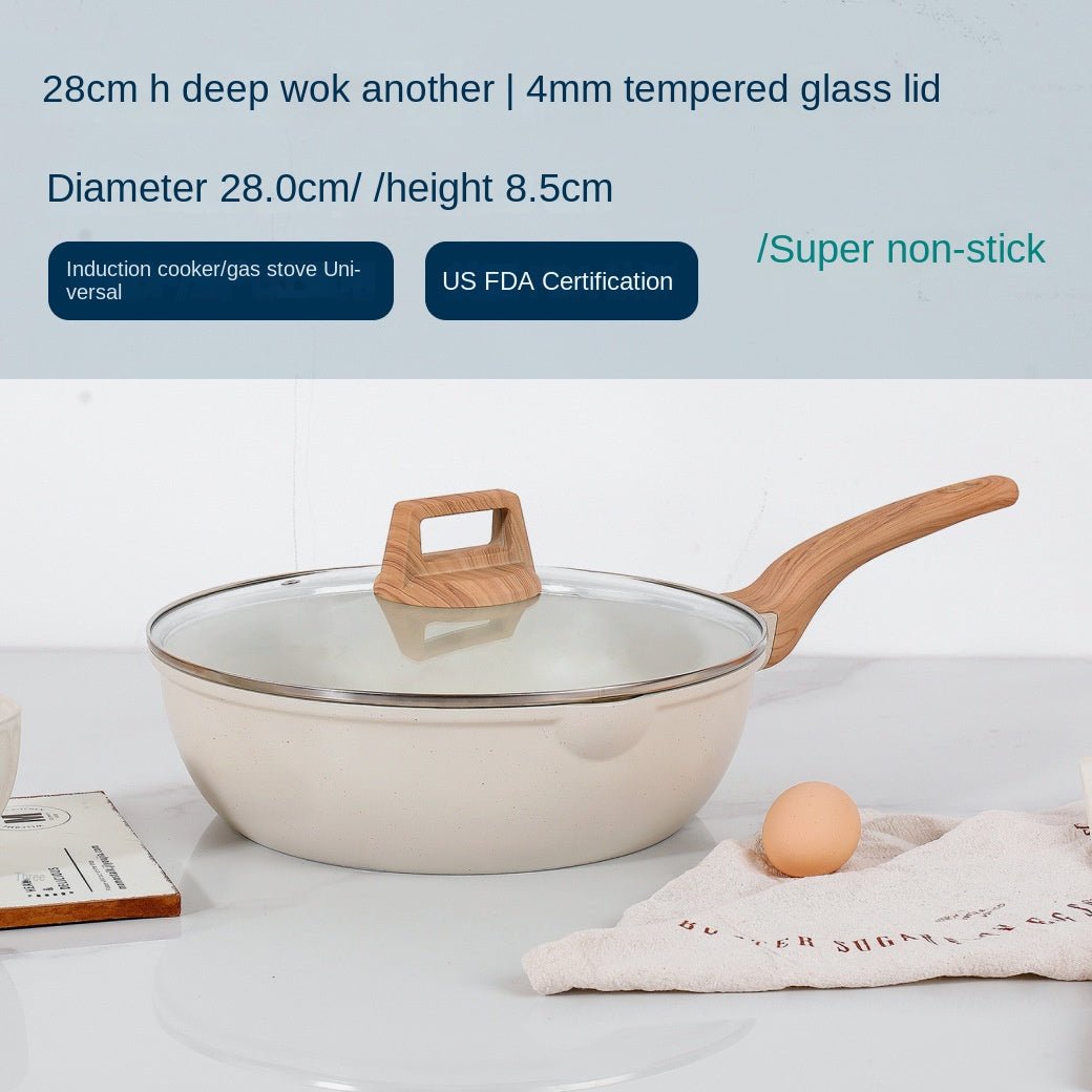 Medical stone non-stick pot soup pot stew pot frying pan wok milk pot frying pan steaming marble granite pot set by V.I.P Digital Presence
