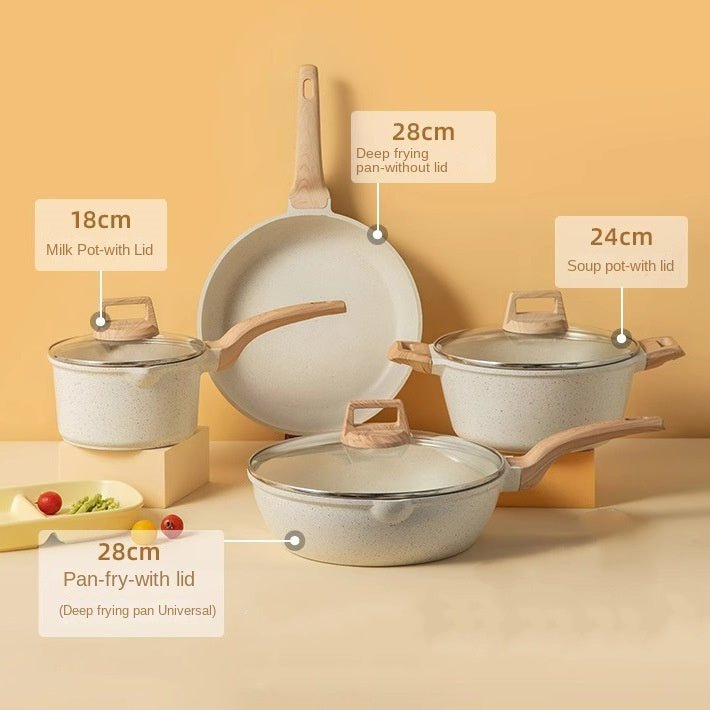 Medical stone non-stick pot soup pot stew pot frying pan wok milk pot frying pan steaming marble granite pot set by V.I.P Digital Presence